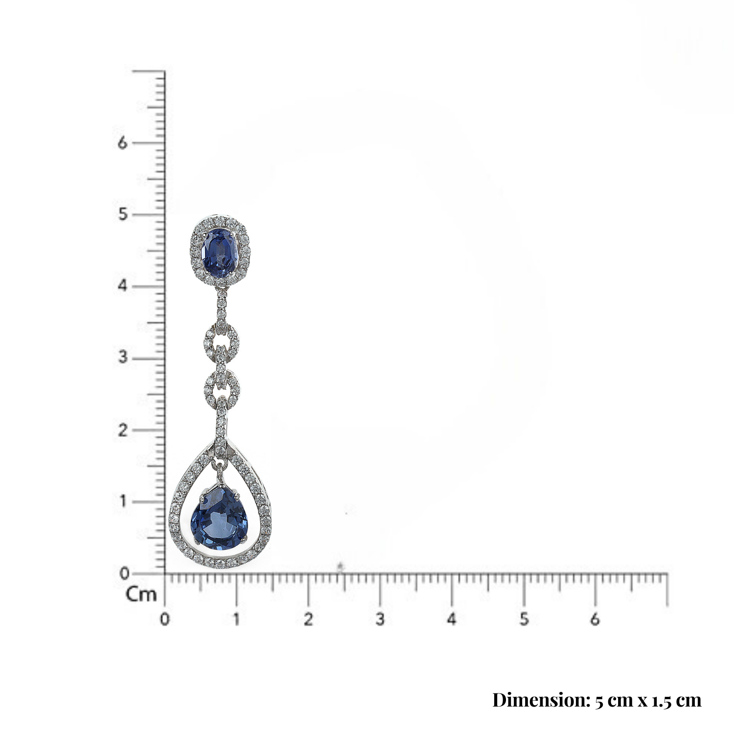 Silver Engaging Blue Pear and Oval with Zircons Dangle Earrings