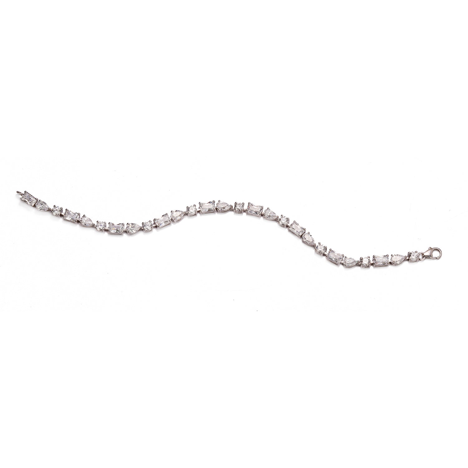 Silver Mutli Shape Zircon Tennis Bracelet