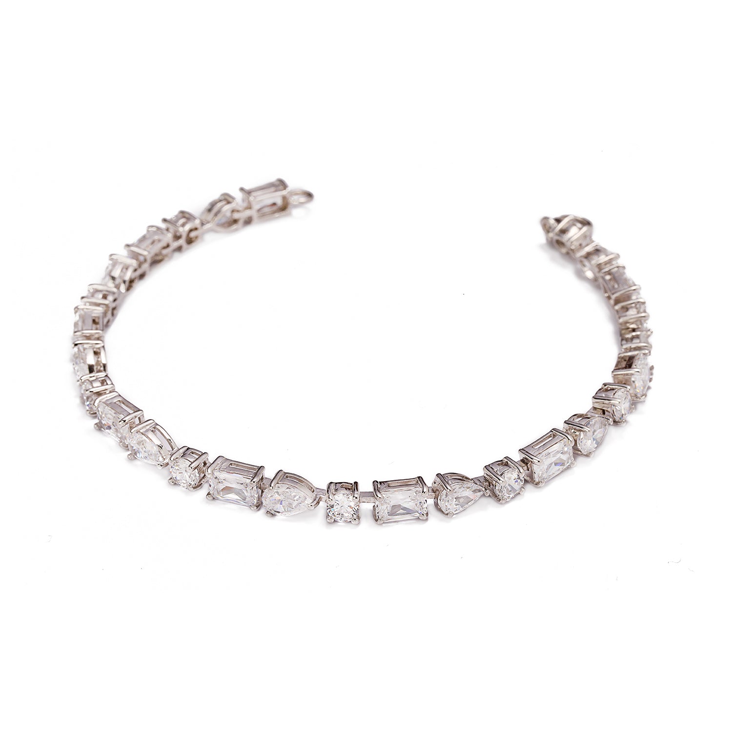 Silver Mutli Shape Zircon Tennis Bracelet