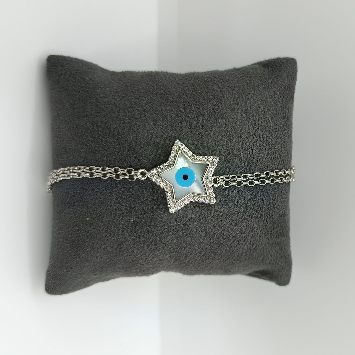 Silver Star Shaped Evil Eye Zircon Bracelet