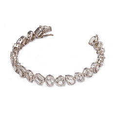 Silver Timeless Halo Mutli Shaped Zircon Tennis Bracelet