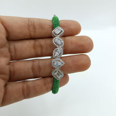 Silver Green Emerald with Mutli Shaped Zircon Bracelet