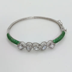 Silver Green Emerald with Mutli Shaped Zircon Bracelet