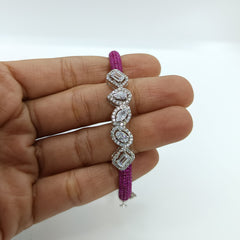 Silver Ruby with Fancy Shaped Zircon Bracelet