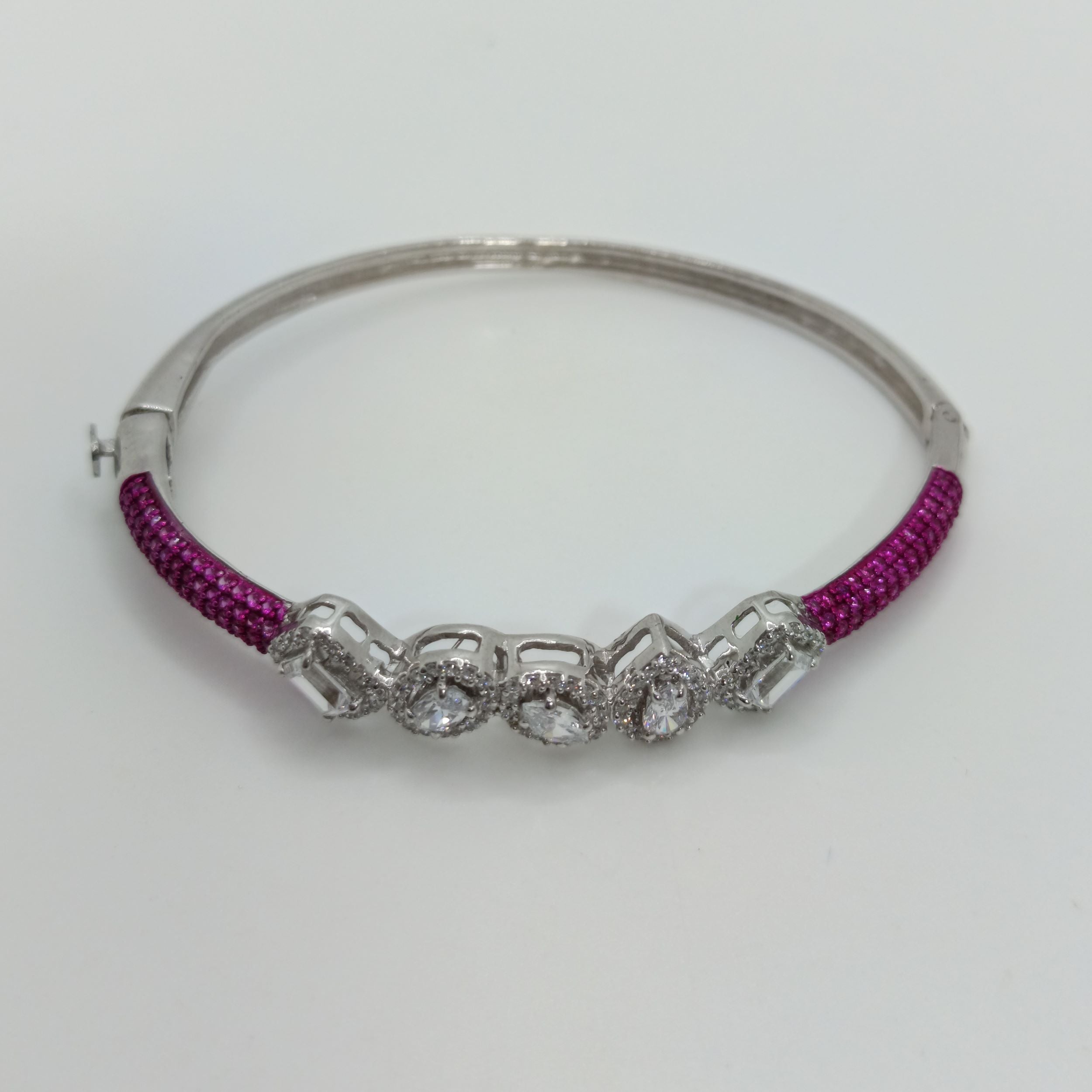 Silver Ruby with Fancy Shaped Zircon Bracelet