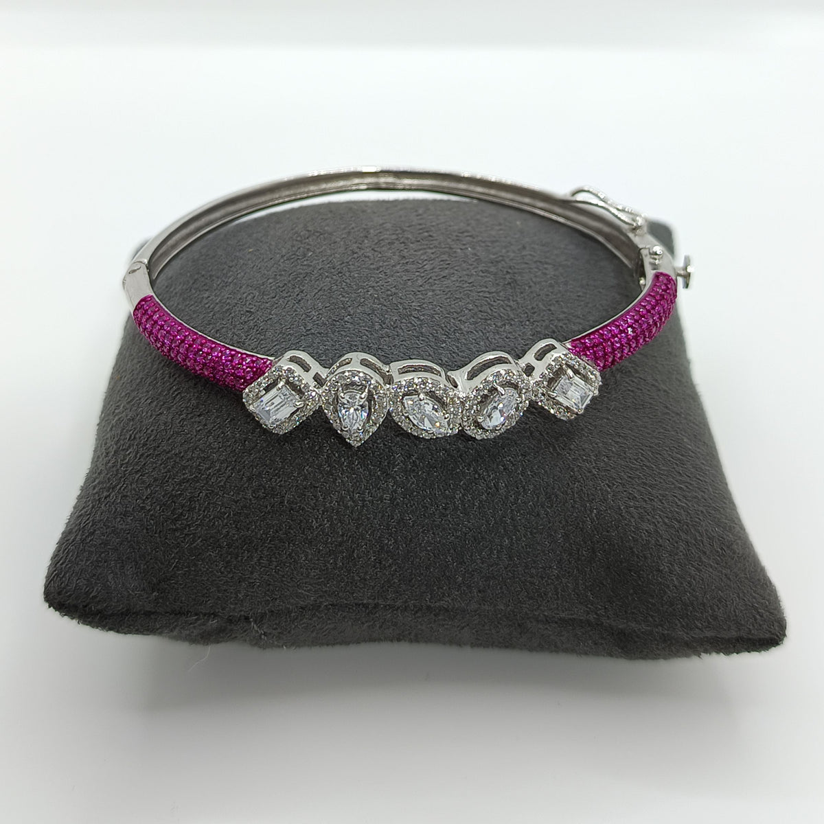 Silver Ruby with Fancy Shaped Zircon Bracelet