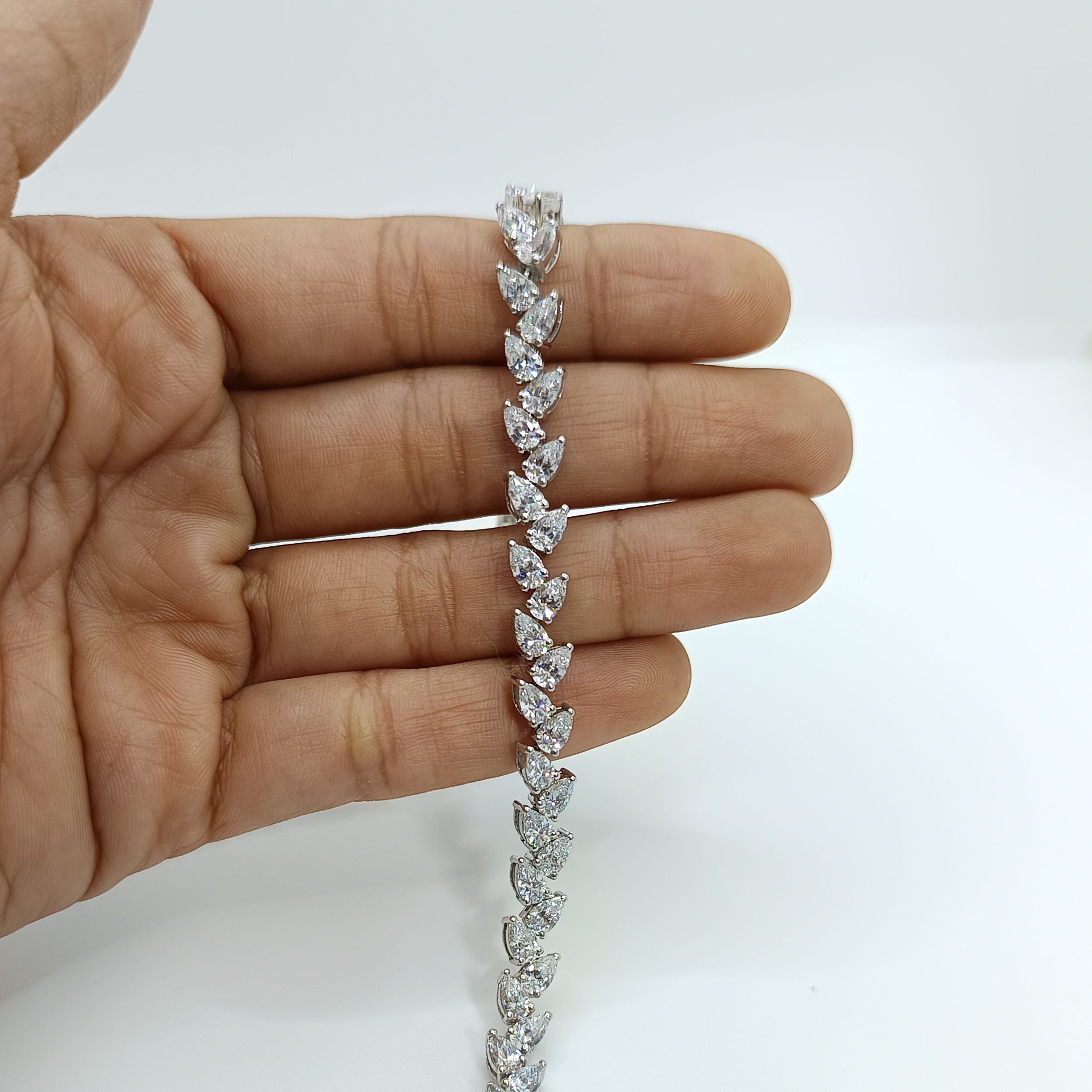 Silver Criss Cross Pear Zircon Bracelet