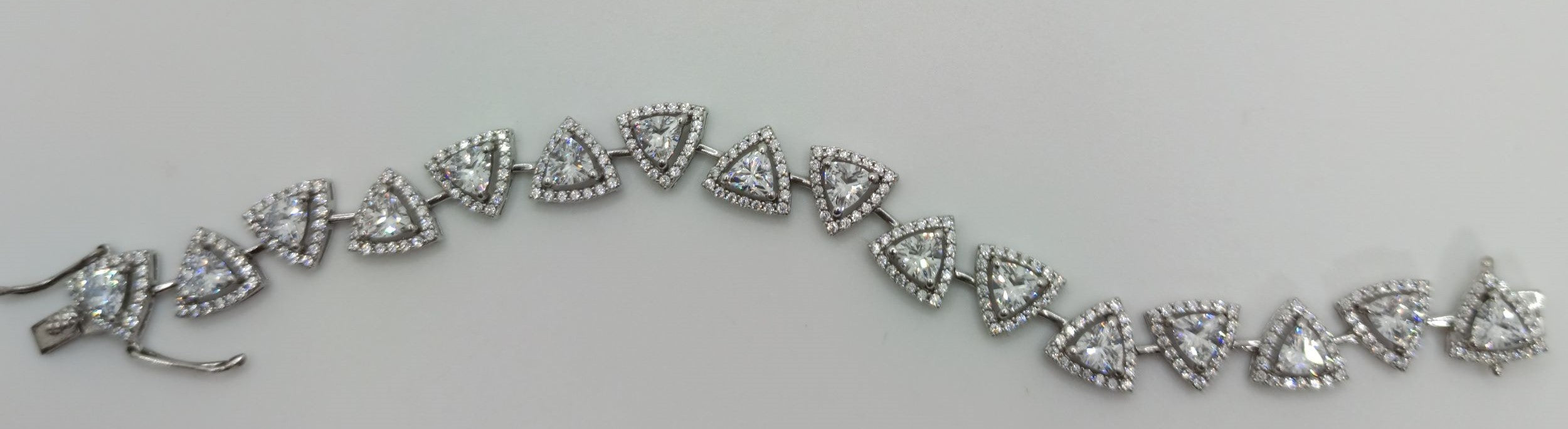 Silver Trillion Shaped Zircon Tennis Bracelet