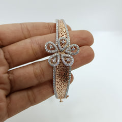 Silver Rose Gold Flower Patels Stiff Zircon Bracelet