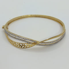 Silver Yellow Gold Zircon Stiff Bracelet