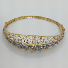 Silver Yellow Gold Finish Stiff with Zircon Bracelet