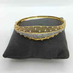 Silver Yellow Gold Finish Stiff with Zircon Bracelet