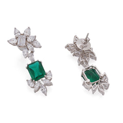 Silver Zircon Green Classy Earrings