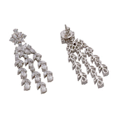 Silver Stunning Pear and Marquise Zircons Chandelier Earrings