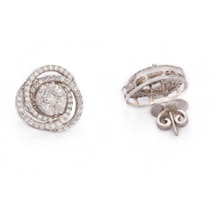 Silver Spiral Zircons Earrings