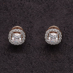 Silver Delicate Cushion Cut Zircon Studs Earrings