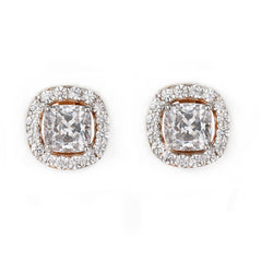 Silver Delicate Cushion Cut Zircon Studs Earrings