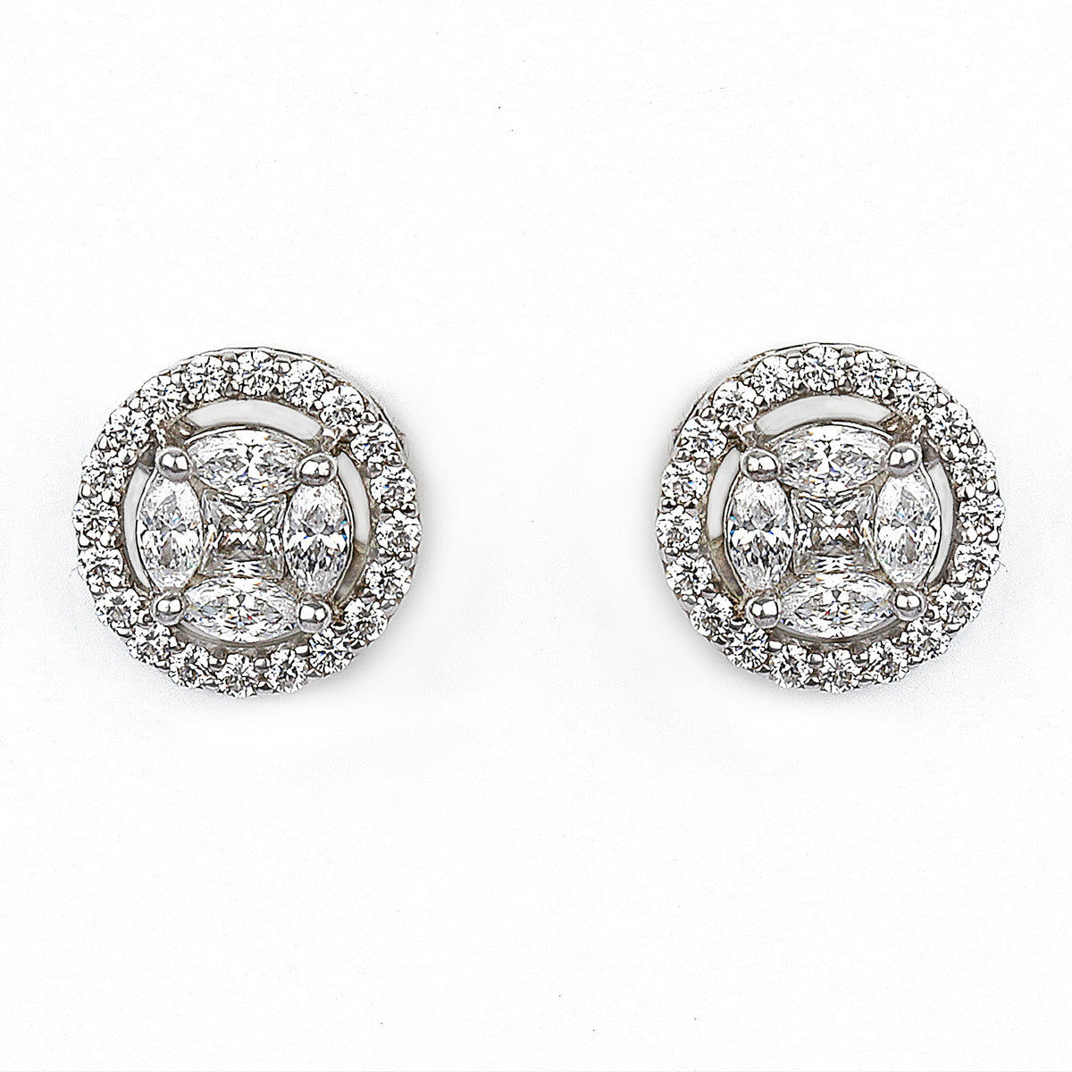 Silver Delicate Precious Round with Zircons Earrings