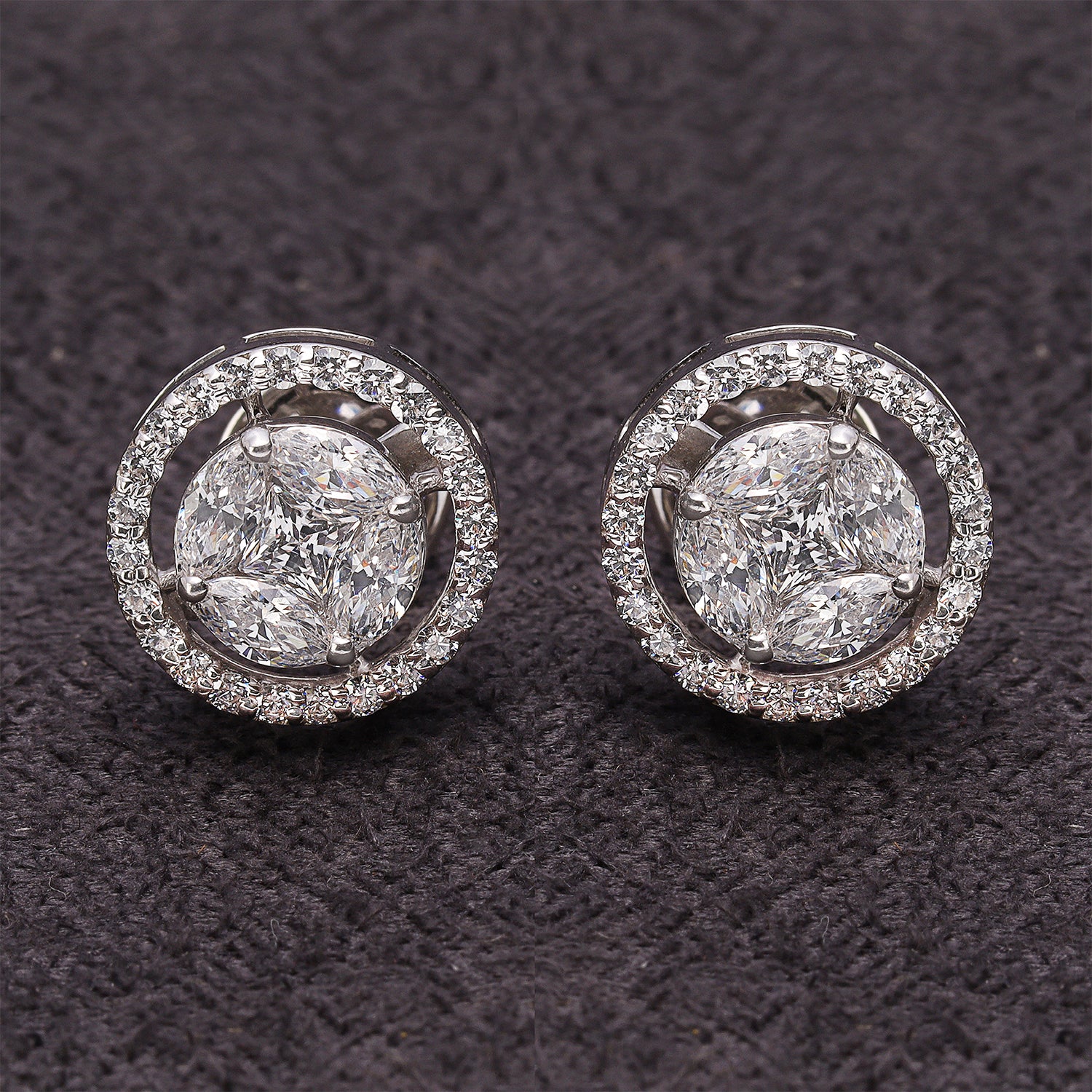 Silver Delicate Precious Round with Zircons Earrings