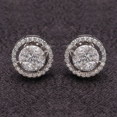 Silver Delicate Precious Round with Zircons Earrings