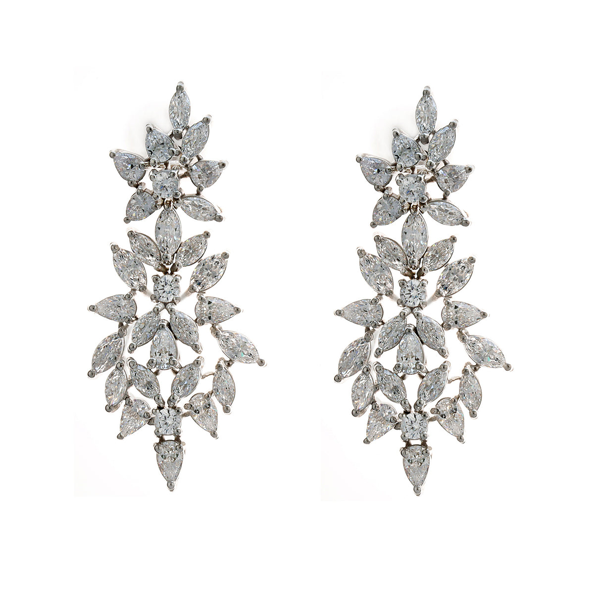 Silver Cluster Fancy Shape Classy Earrings