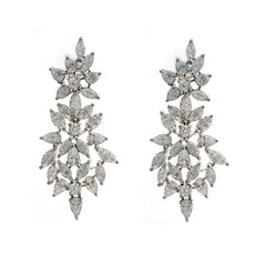 Silver Cluster Fancy Shape Classy Earrings