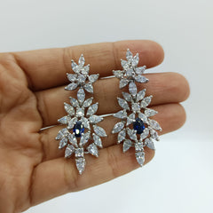 Silver Cluster Fancy Shape Classy Zircons Earrings