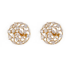 Silver Round Fancy Shape Zircons Studs Earrings