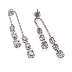 Silver Sassy Emerald Cut Zircon Earrings