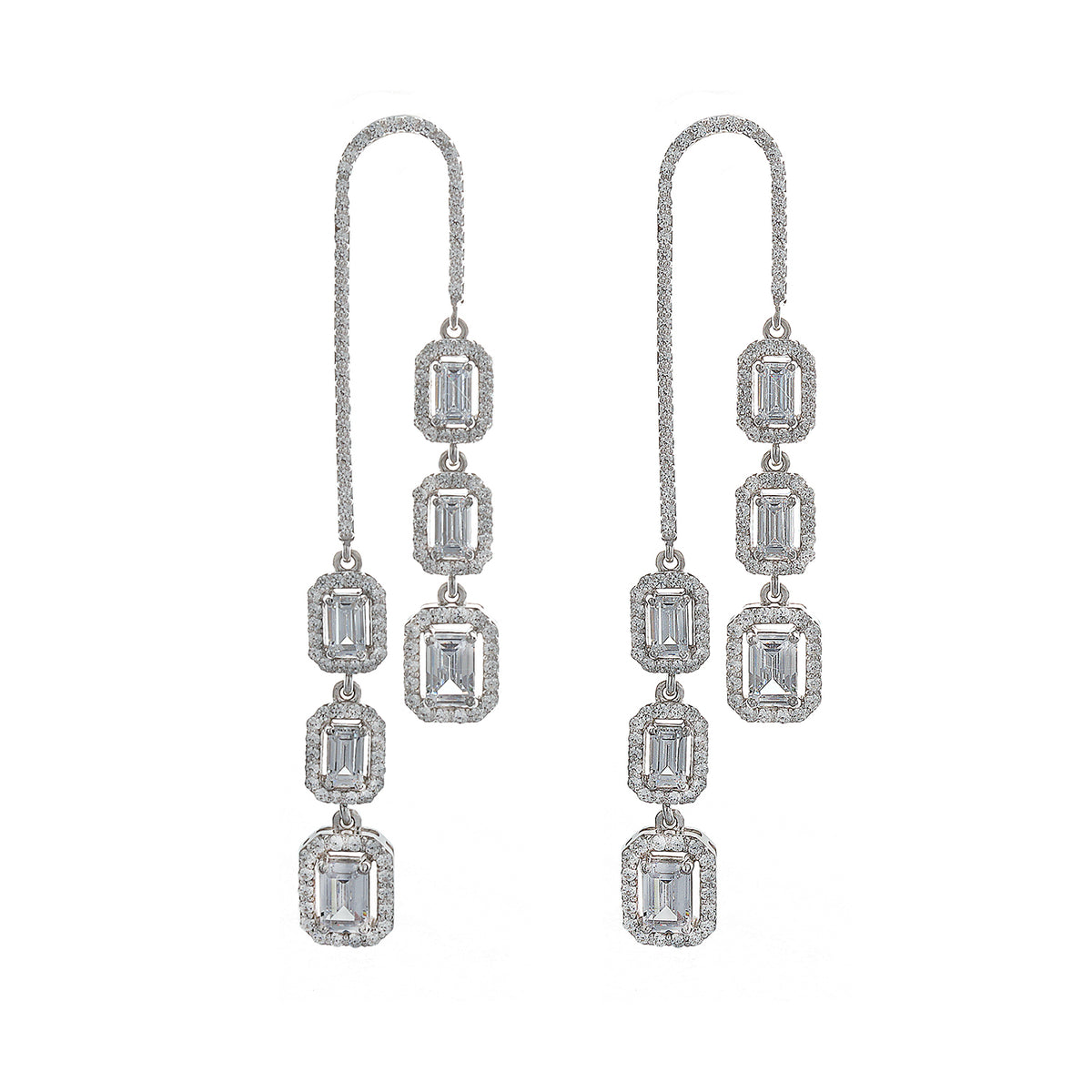 Silver Sassy Emerald Cut Zircon Earrings