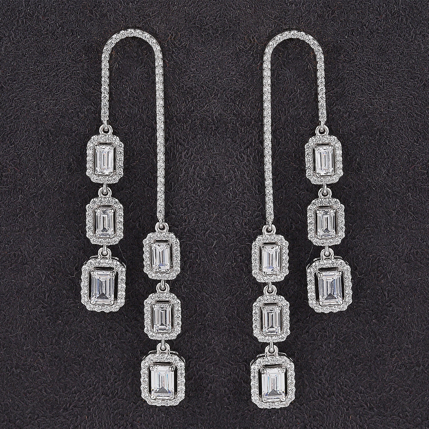 Silver Sassy Emerald Cut Zircon Earrings