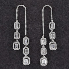 Silver Sassy Emerald Cut Zircon Earrings