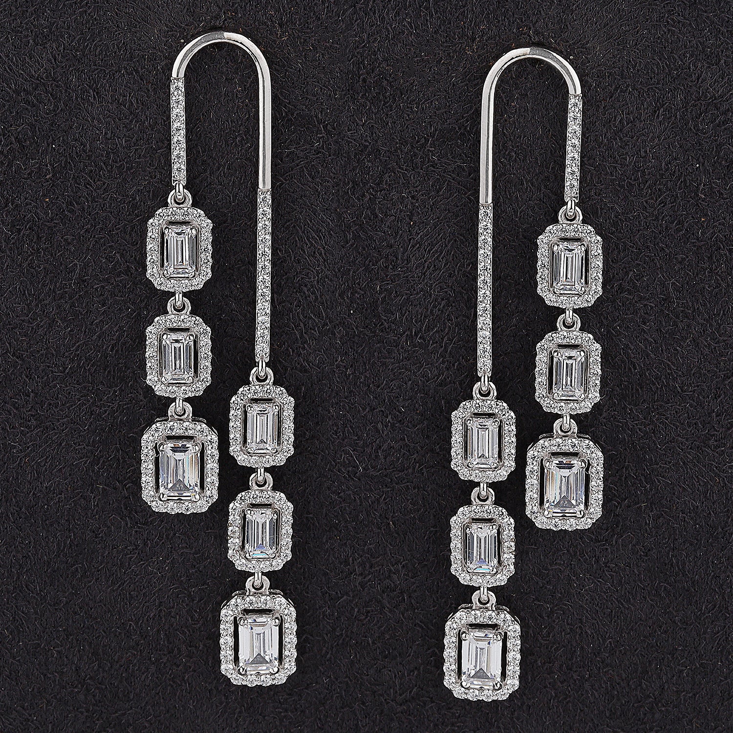 Silver Sassy Emerald Cut Zircon Earrings