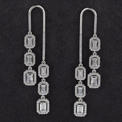 Silver Sassy Emerald Cut Zircon Earrings