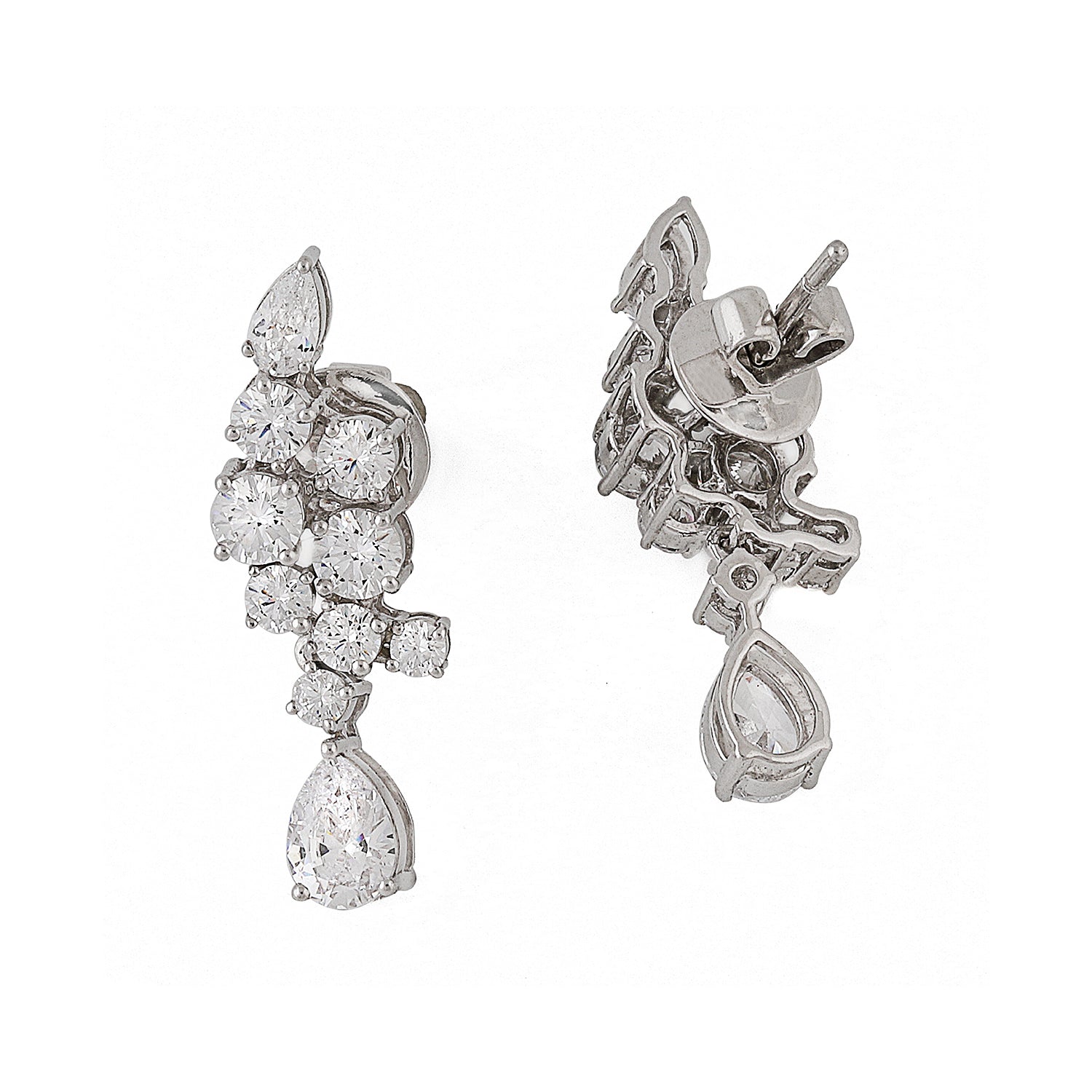 Silver Cross-Fit with Pear Drop Zircon Earrings