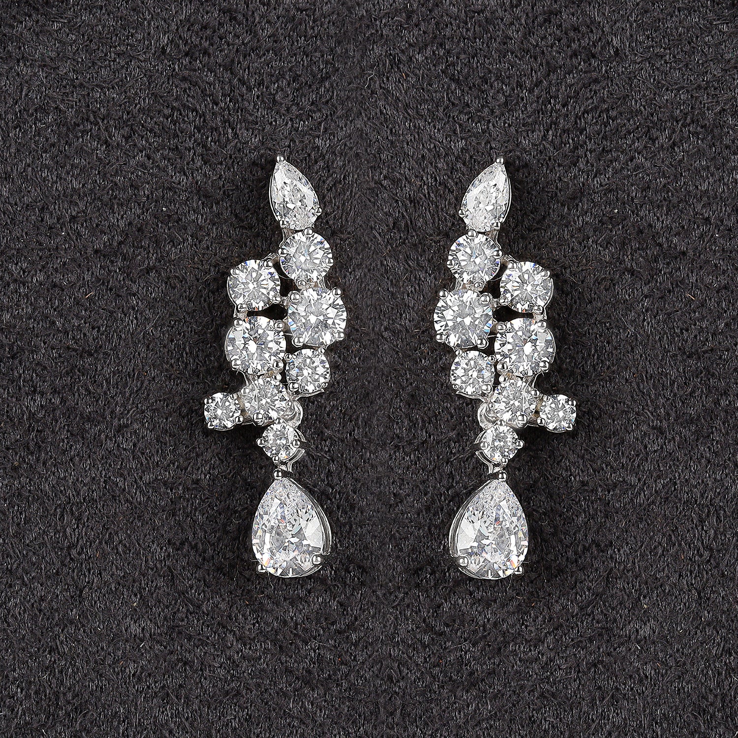 Silver Cross-Fit with Pear Drop Zircon Earrings