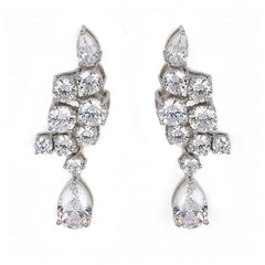 Silver Cross-Fit with Pear Drop Zircon Earrings