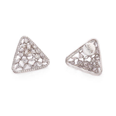 Silver Triangle Shape with Fancy Shape Zircon Earrings