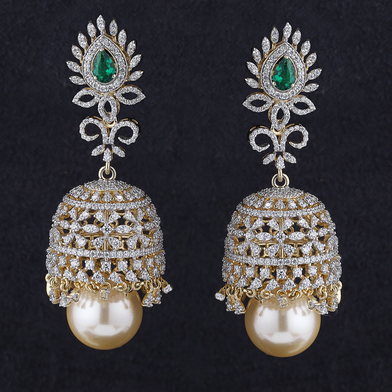 Silver Captivating Dome with Zircons Earrings