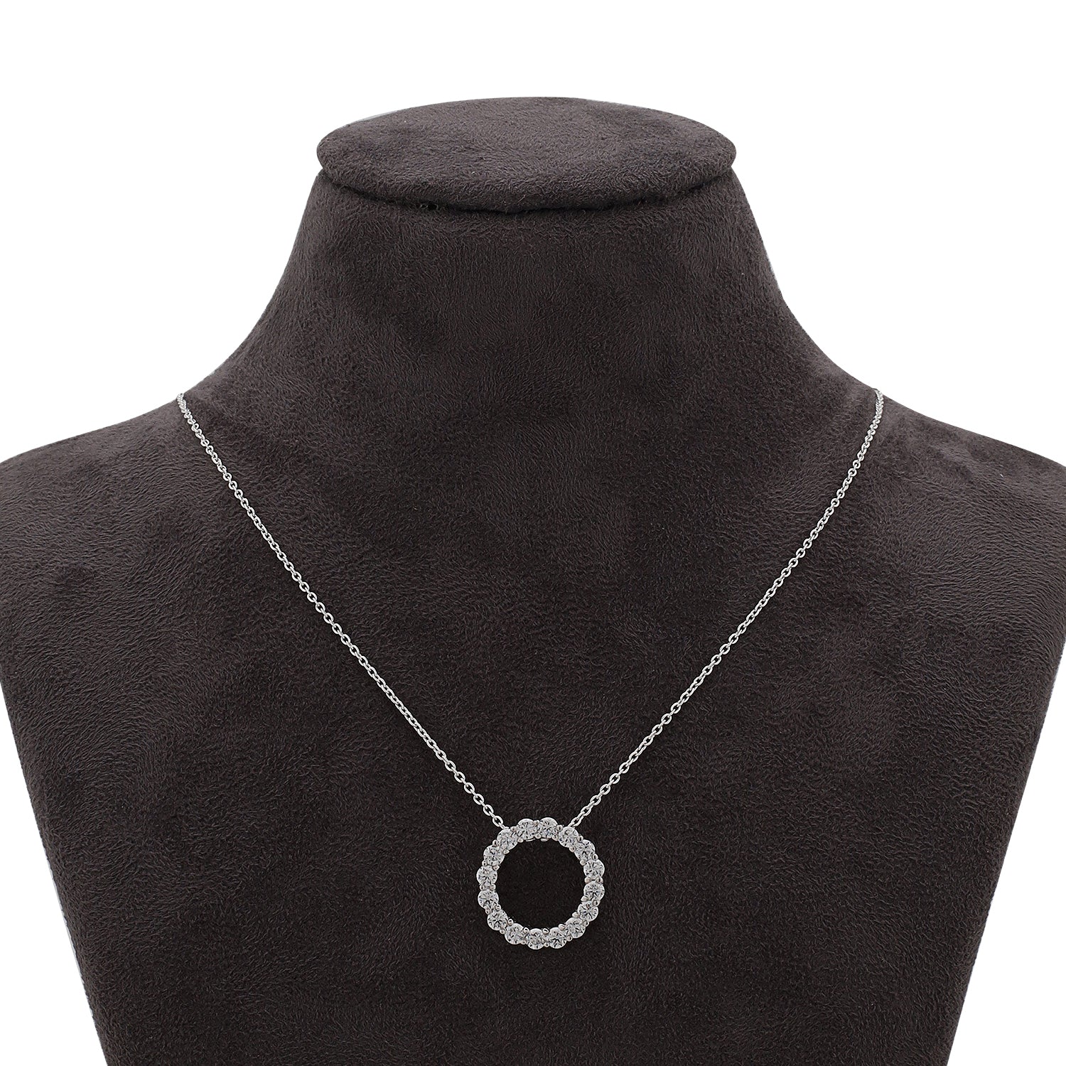 WTJ Quentin 925 Silver Halo Diamond Pendant Set