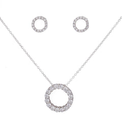 WTJ Quentin 925 Silver Halo Diamond Pendant Set