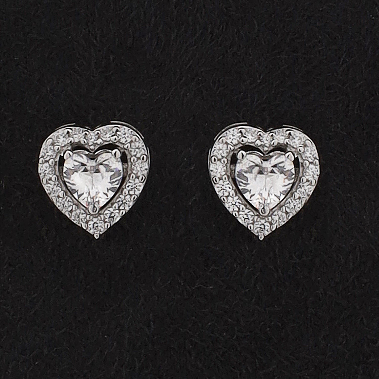 WTJ Philip 925 Silver Heart Diamond Pendant Set