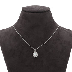 WTJ Quincy 925 Silver Round Solitaire Diamond Pendant Set