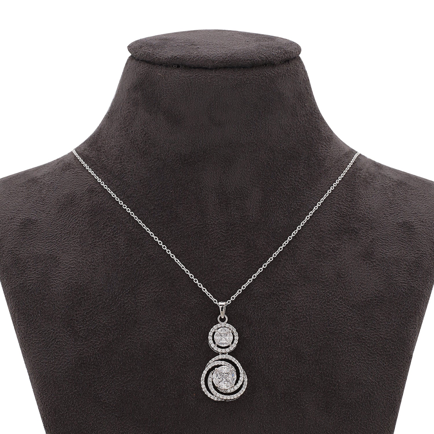 WTJ Orson 925 Silver Diamond Pendant Set