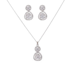 WTJ Orson 925 Silver Diamond Pendant Set